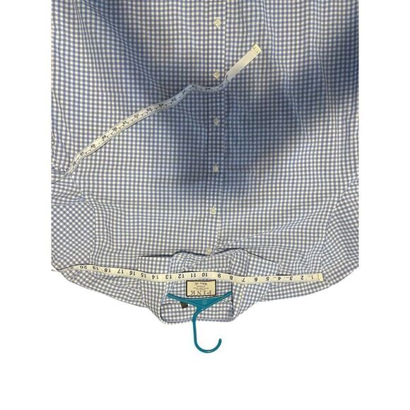 Thomas Pink Mens Blue White Gingham Check Classic Fit Dress Shirt Size 18-37 - Picture 4 of 12